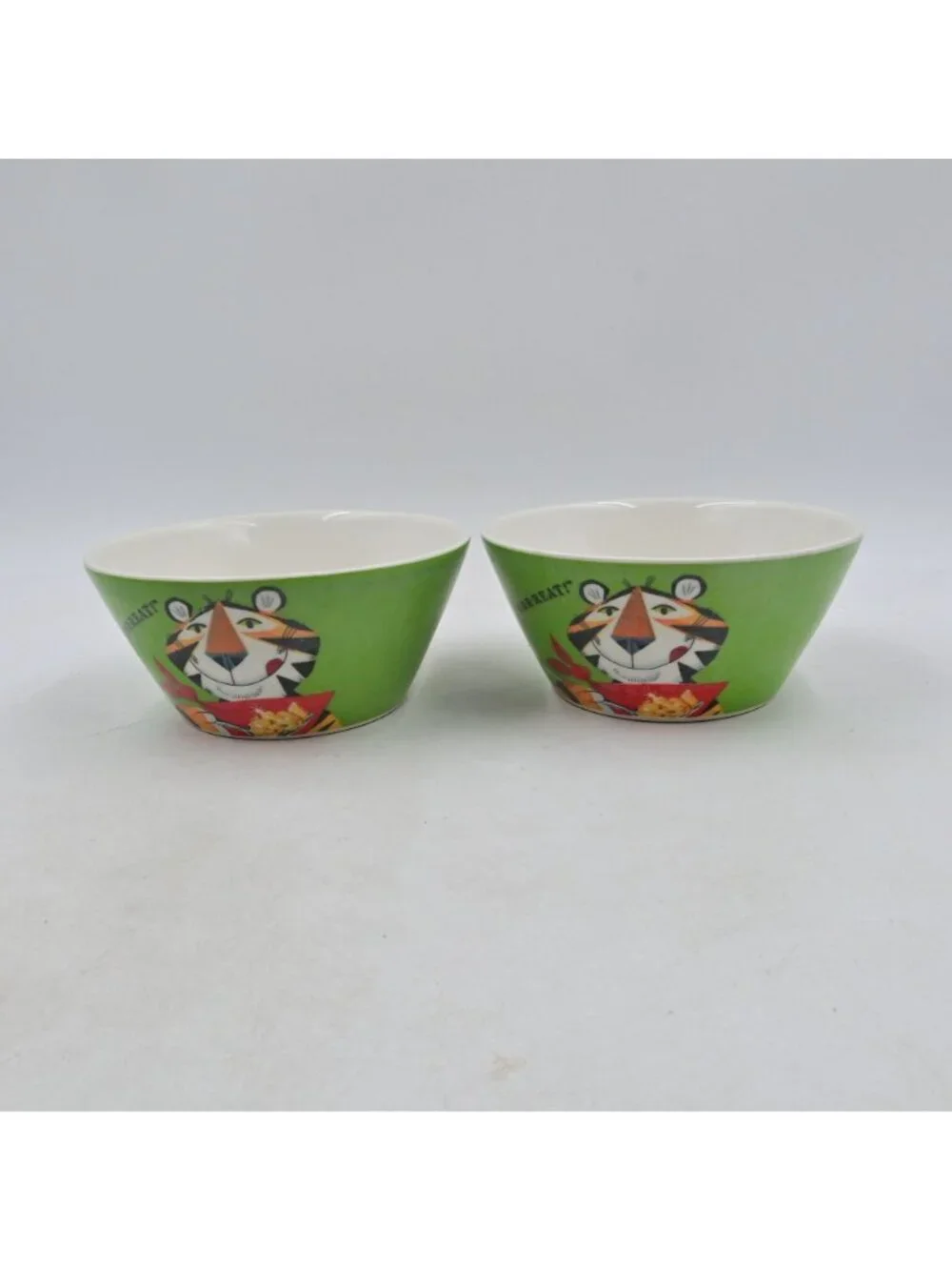 Kellogg's Frosted Flakes Tony the Tiger Green Cereal Bowls Set of 2 VTG
